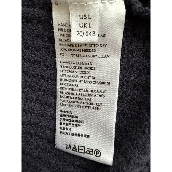 Free People Copenhagen Thermal waffle Long Sleeve Top Navy Double V Neck Size L - Picture 8 of 8